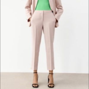 Zara basic blazer and ankle pants in beige pink